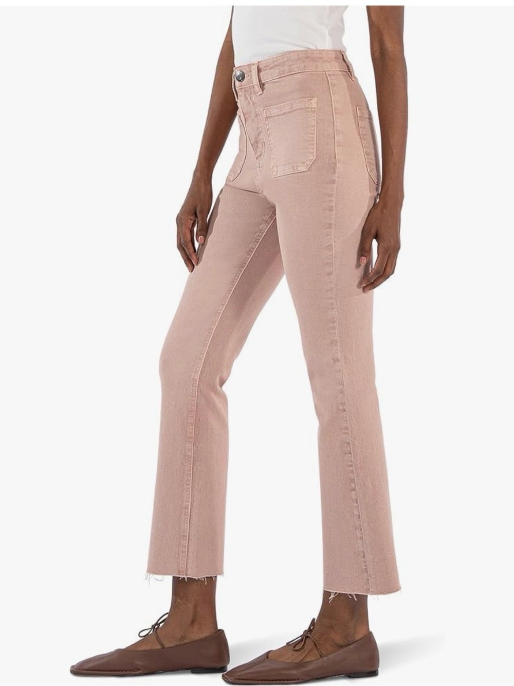 Kut from the Kloth Dusty Rose Cropped High Rise Straight Jeans - Picture 1 of 13